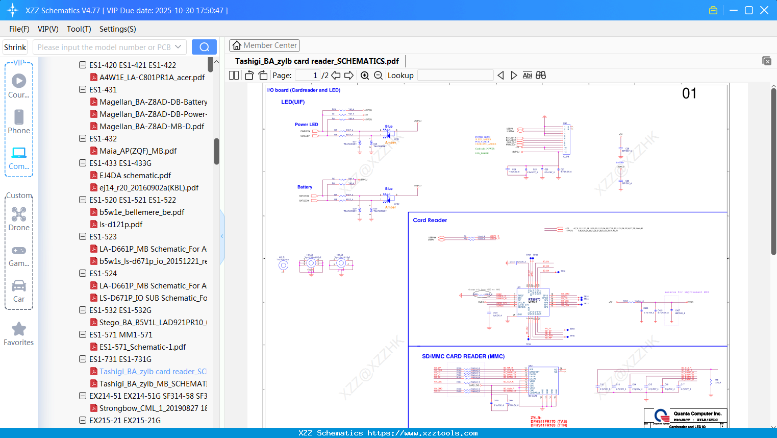 Laptop ACER Tashigi_BA_zylb Card Reader_SCHEMATICS